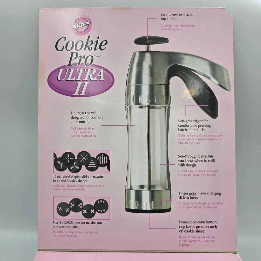 Wilton Cookie Pro Ultra II Cookie Press 16 Disks Spritz Maker 2104-4018 Silver